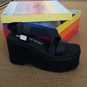 Black glitter platforms